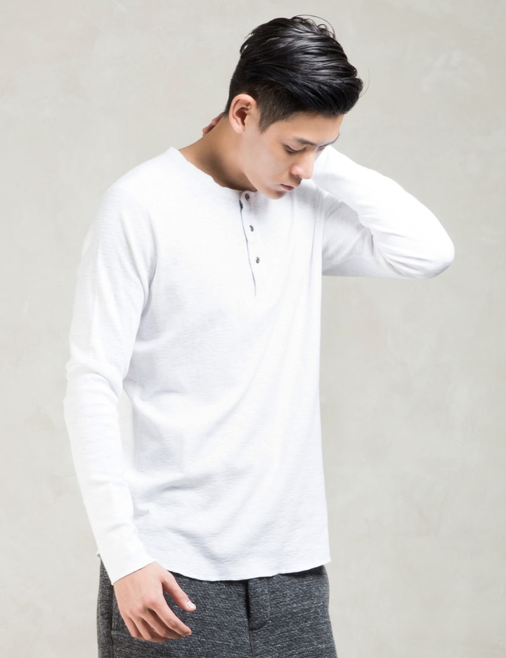 White 1x1 Slub L/s Henley T-shirt Placeholder Image