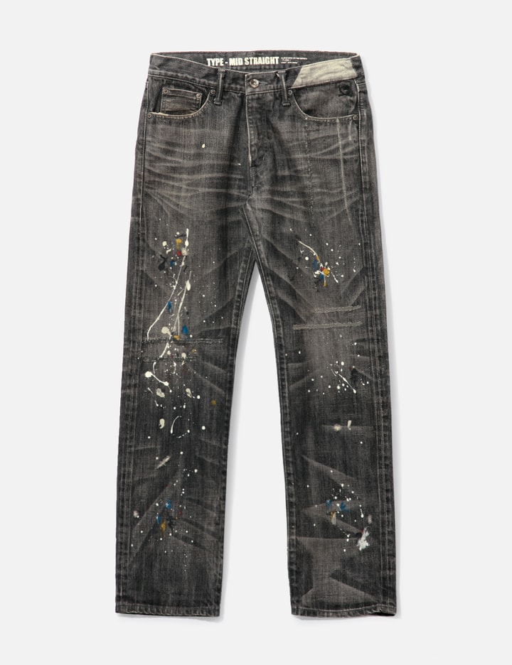 Neighborhood Washed Denim Jeans with Paints Placeholder Image
