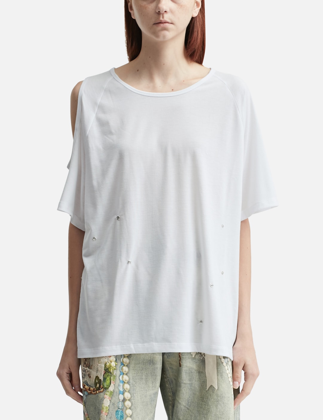 Deinet One-Slit Snap T-Shirts In White