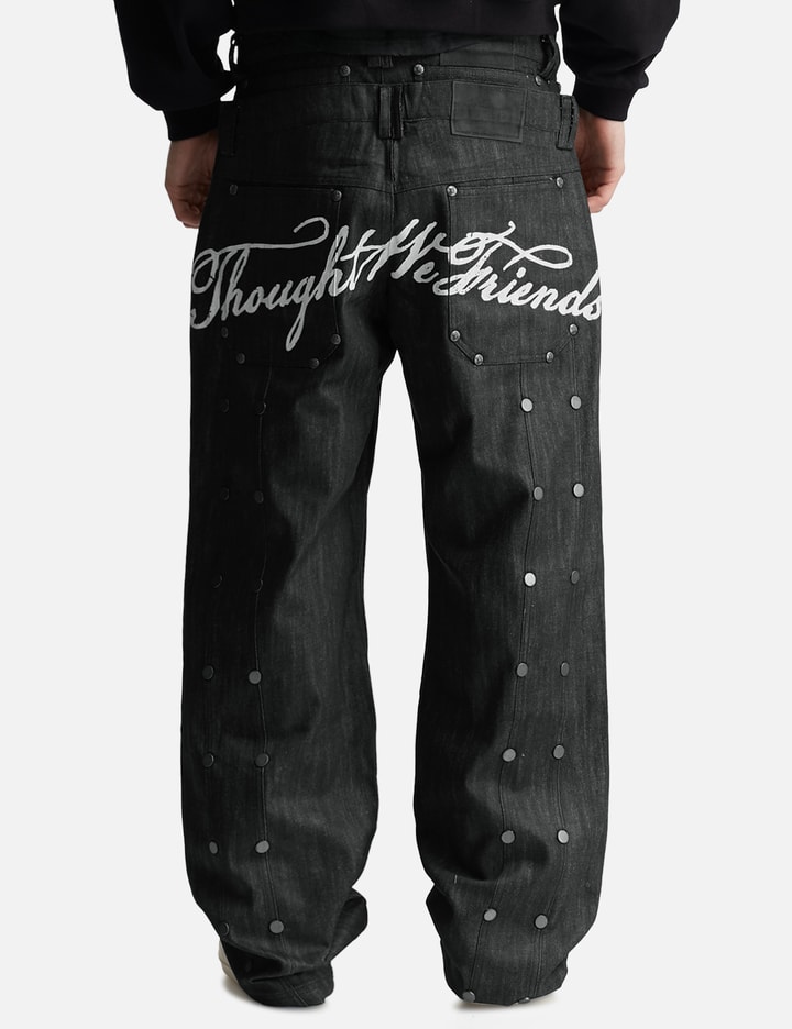 "Gideon" Double-Layered Workpants In Japanese Raw Black Denim view 4