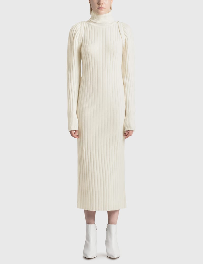 Recto Roll-Neck Ribbed Wool-Blend Long-Dress