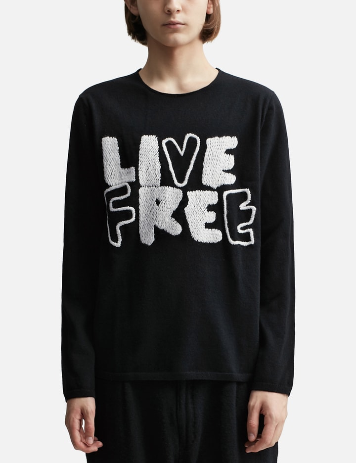 "LIVE FREE" Long Sleeve Knit Sweater Placeholder Image