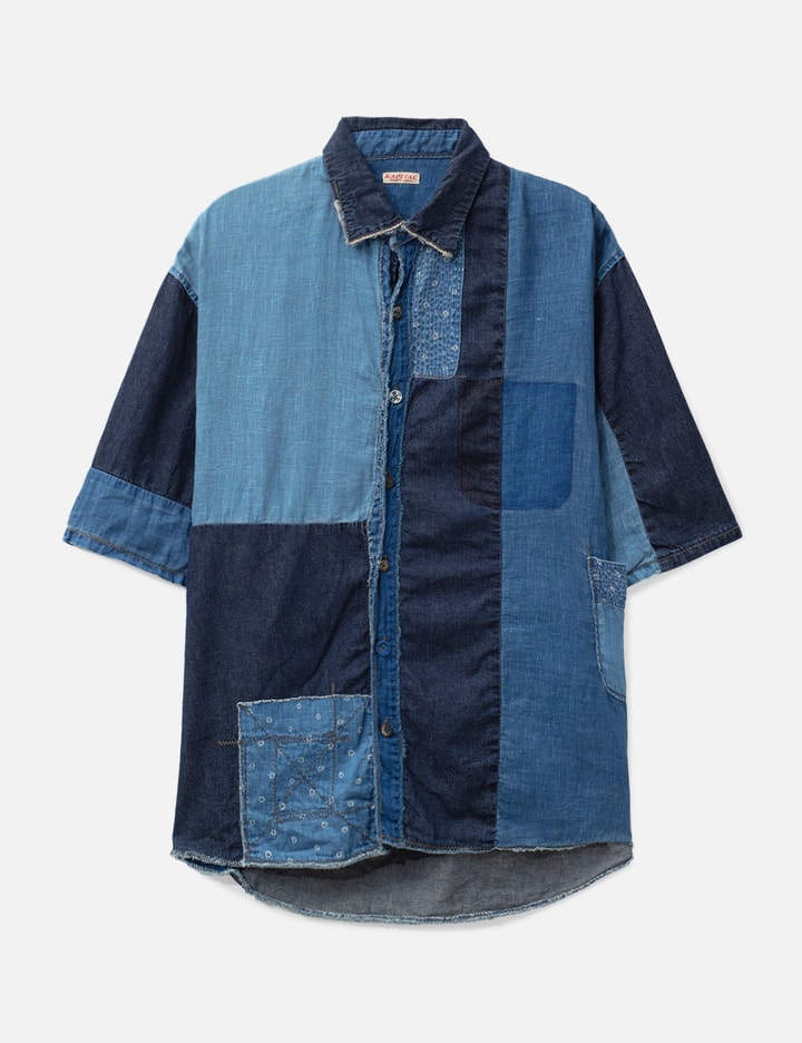 Patchwork Short Sleeves Button Shirt Placeholder Image