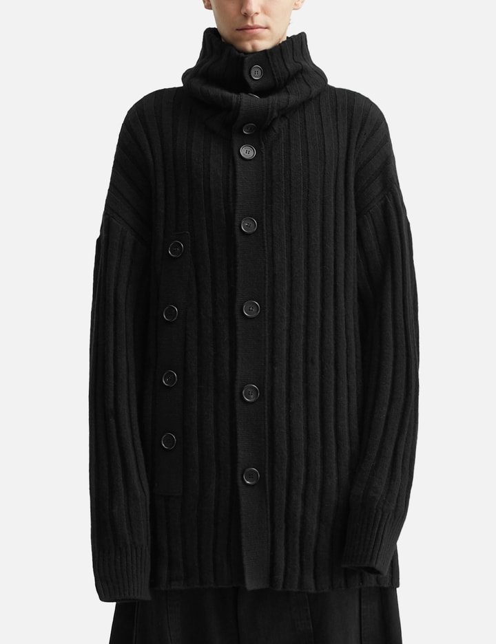 Asymmetric High Neck Knit Coat Placeholder Image