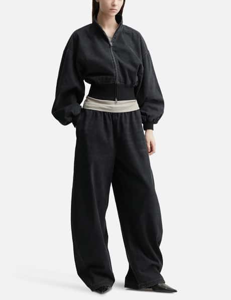Black Brushed Denim Funnel Neck Jacket view 11