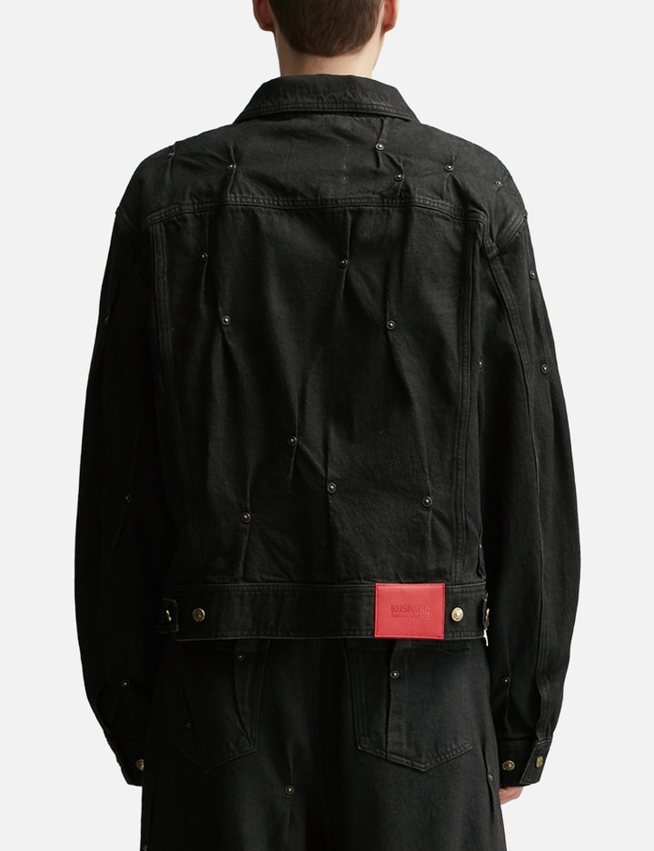 Shop Kusikohc Multi Rivet Denim Jacket In Black