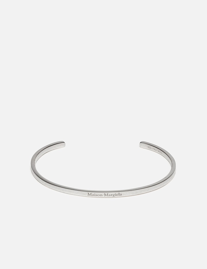 Maison Margiela Logo Cuff Bracelet In Silver