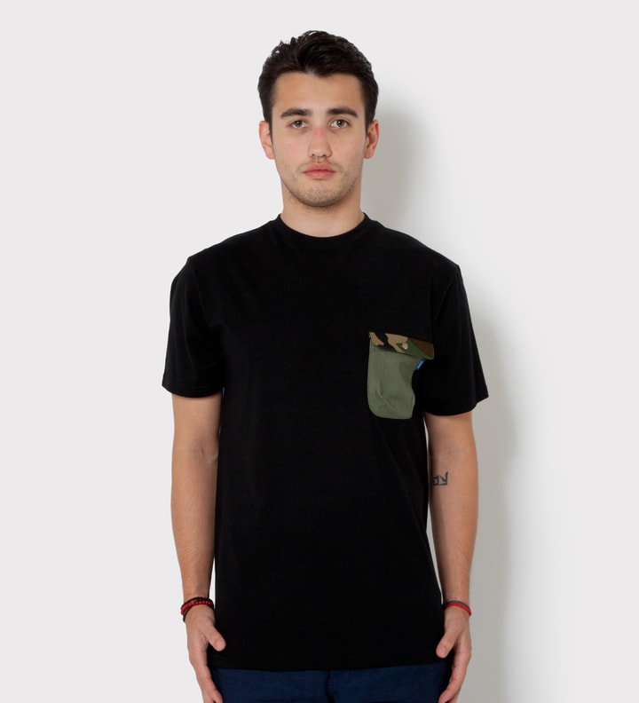 Black Olive Drab HBT w/ Woodland Camo Flap Chief Pocket T-Shirt  Placeholder Image