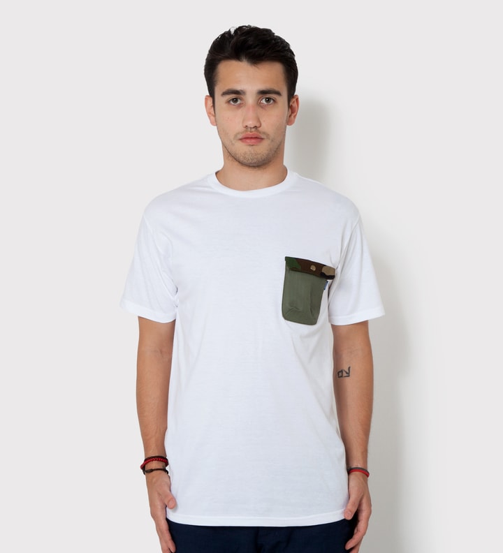 White Olive Drab HBT w/ Woodland Camo Flap Chief Pocket T-Shirt Placeholder Image