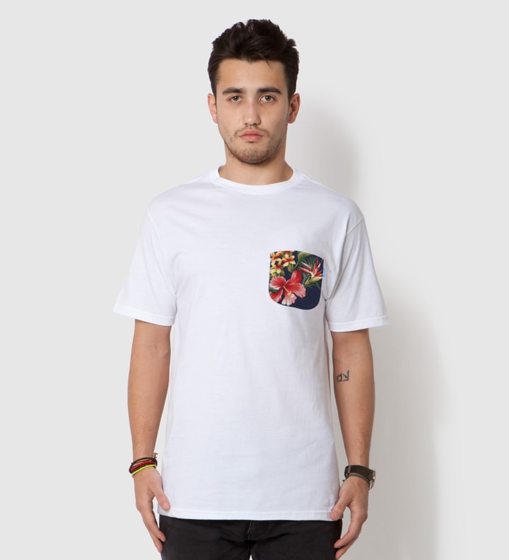 White Hawaiian Print Pocket T-Shirt  Placeholder Image