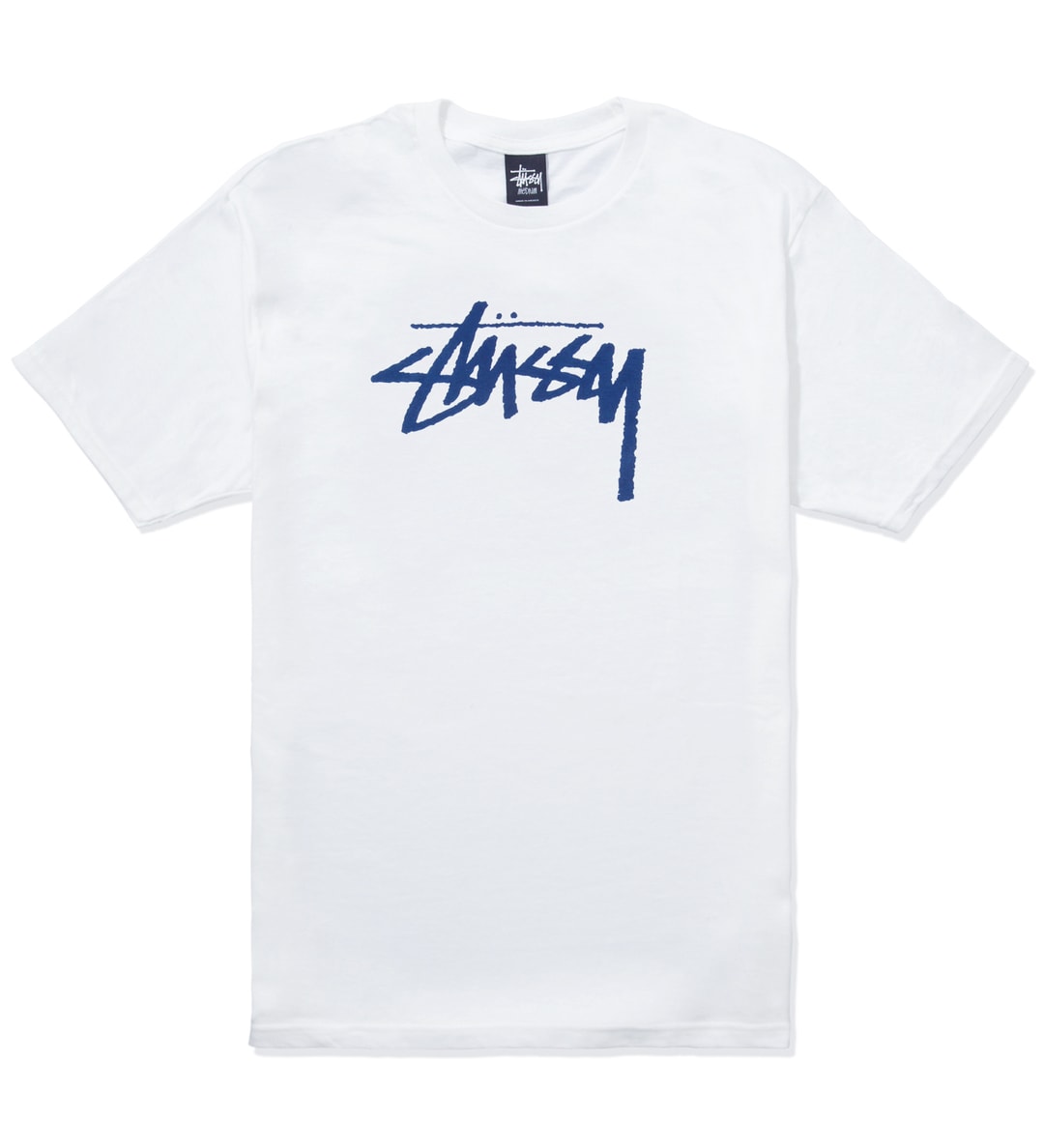 Stüssy White Blue Stussy Logo T-Shirt HBX - Main Image