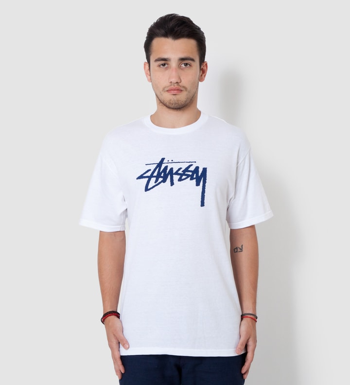 White & Blue Stussy Logo T-Shirt  Placeholder Image