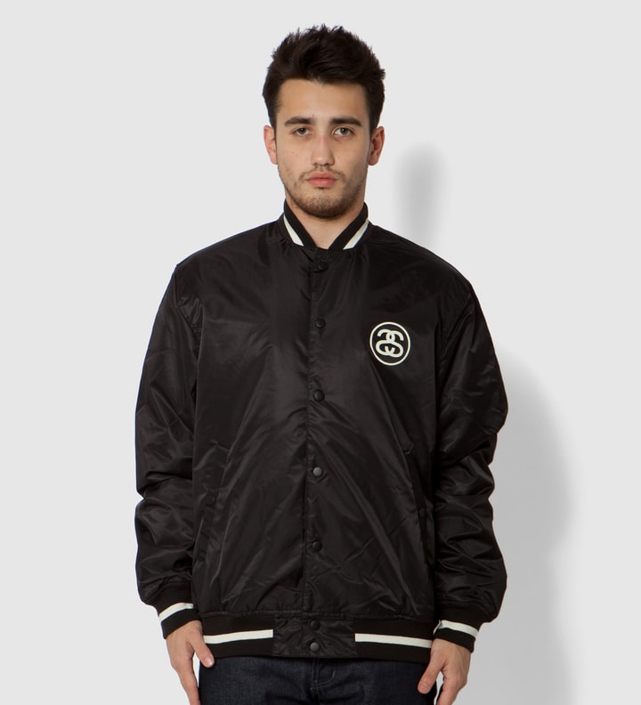 Black Varsity Coach Jacket  Placeholder Image