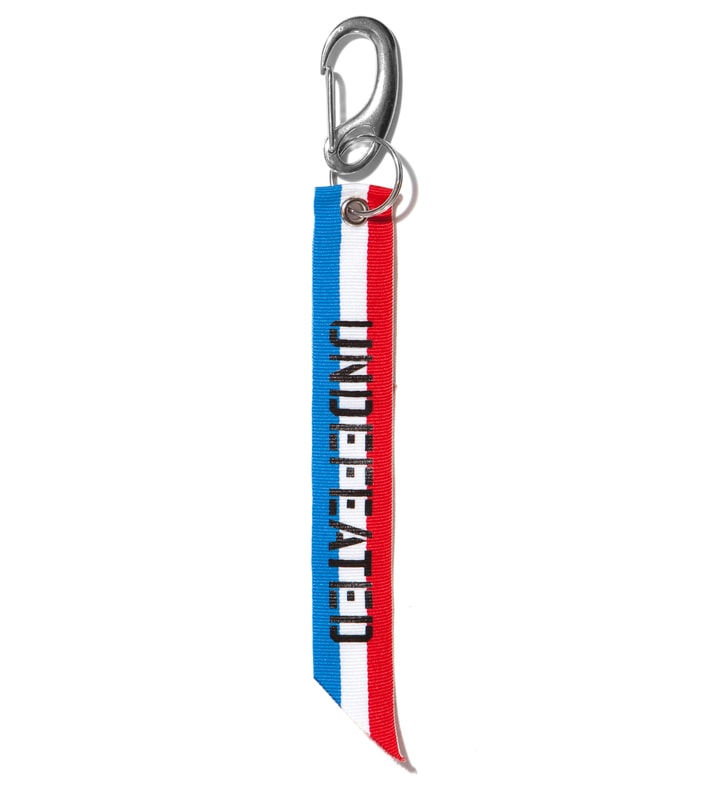 White Stripe Ribbon Keychain  Placeholder Image