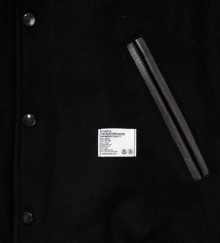 Stussy x The Heartbreaker Black and Black "Rubin" Varsity Jacket Placeholder Image