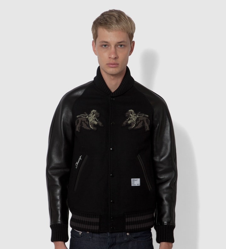 Stussy x The Heartbreaker Black and Black "Rubin" Varsity Jacket Placeholder Image