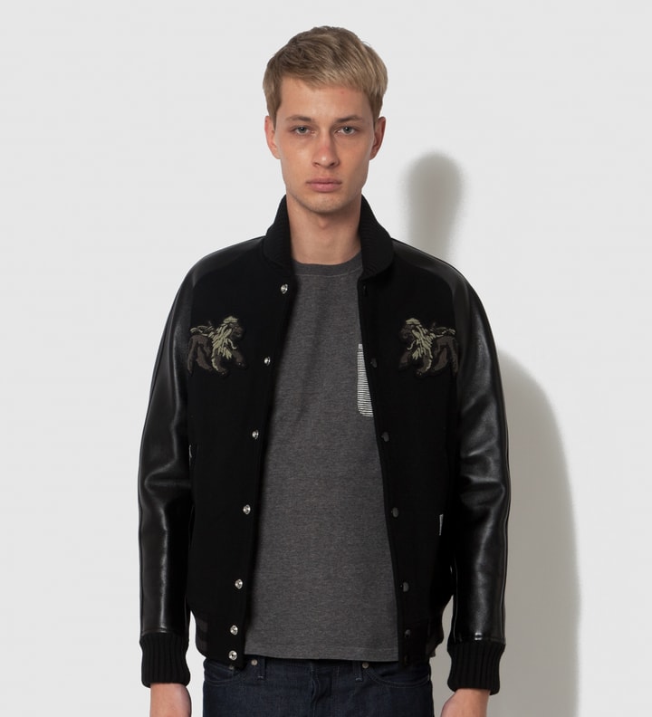 Stussy x The Heartbreaker Black and Black "Rubin" Varsity Jacket Placeholder Image