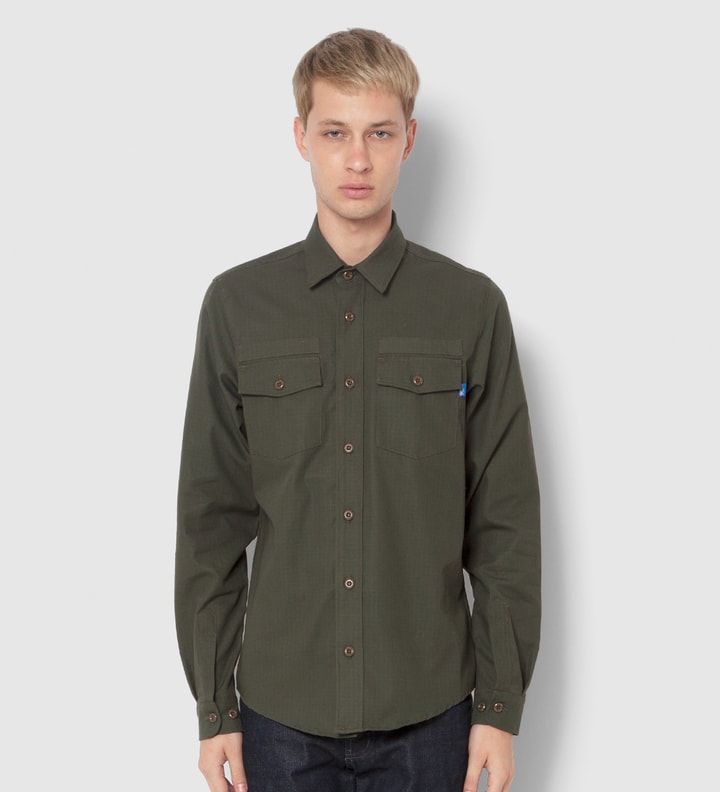 Tantum x Deadline Olive Drab Ripstop Long Sleeve Military Shirt Placeholder Image