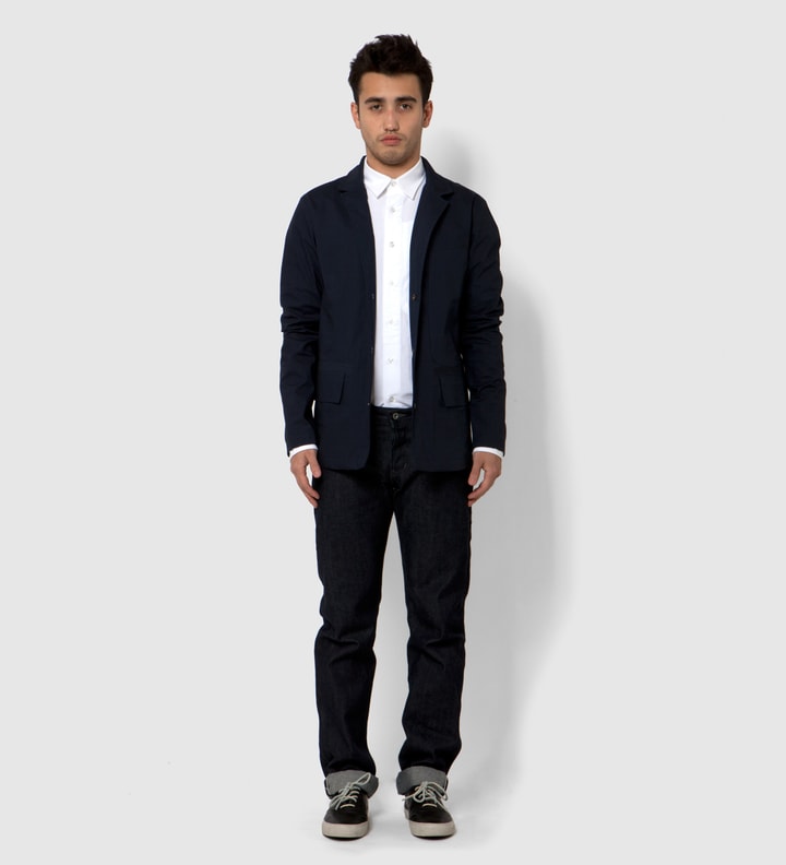GARBSTORE Navy Laser Cut Seam Welded Fell Jacket