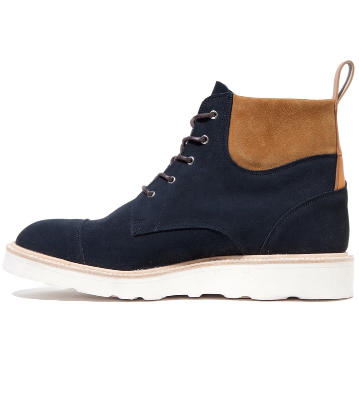 Cash Ca x Tricker's Navy & Tan Capped Toe Derby Boots Placeholder Image