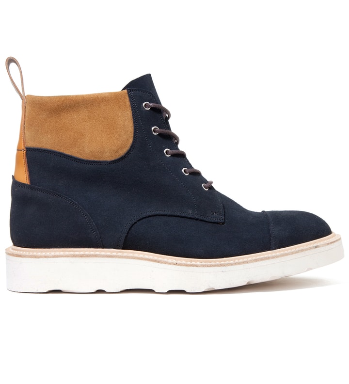 Cash Ca x Tricker's Navy & Tan Capped Toe Derby Boots Placeholder Image