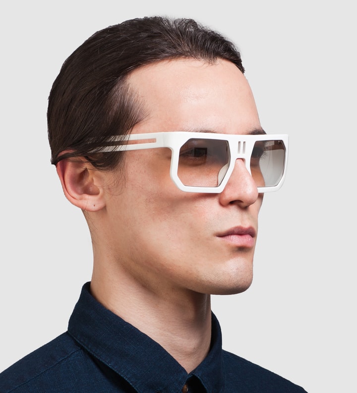 Boris Bidjan Saberi x Linda Farrow White Rectangular Sunglass Placeholder Image
