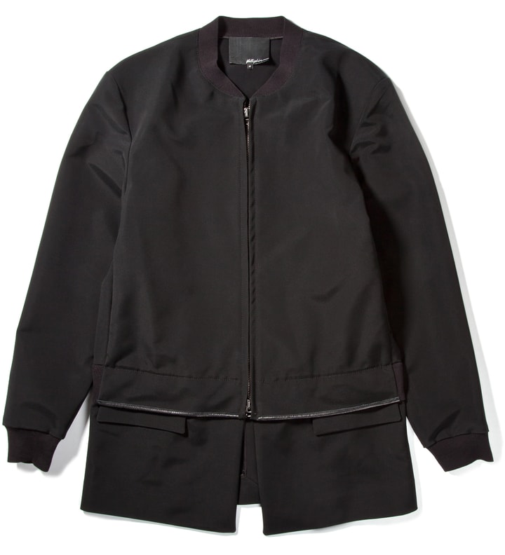 Black Zip Front Athletic Jacket with Detachable Panel  Placeholder Image