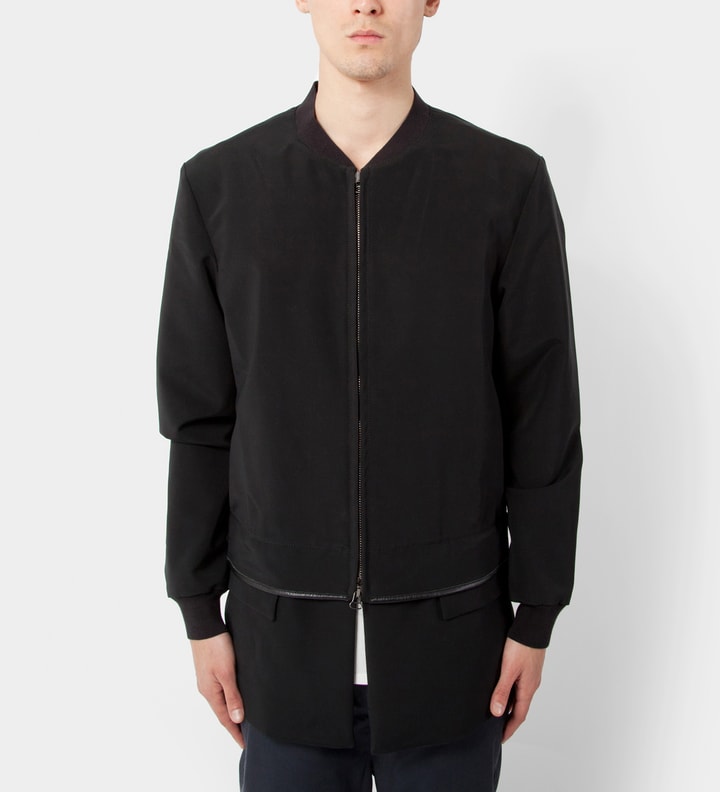 Black Zip Front Athletic Jacket with Detachable Panel  Placeholder Image