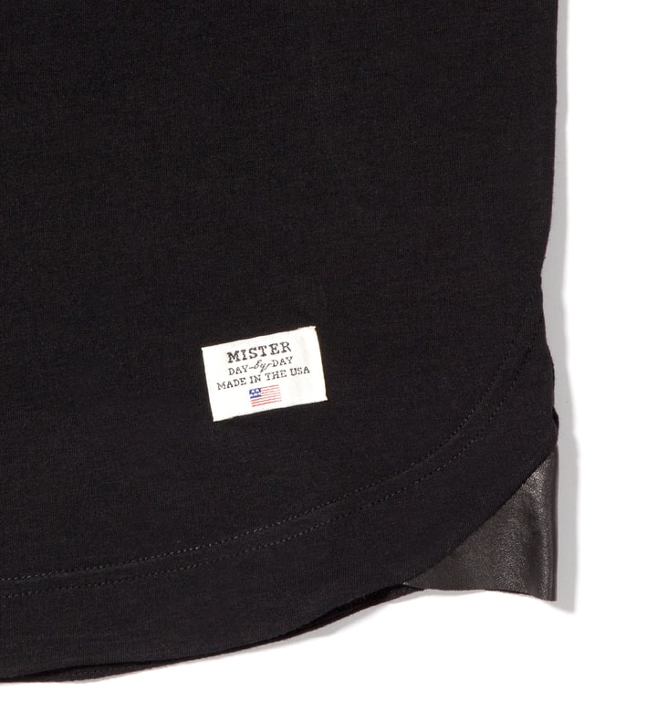 Black Mr. Hide Leather Sleeve V-Neck T-Shirt Placeholder Image