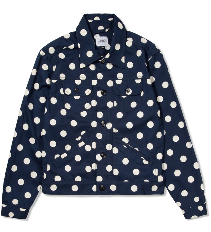 Navy With White Dot Jean Jacket Placeholder Image