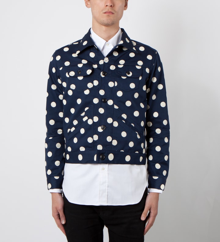 Navy With White Dot Jean Jacket Placeholder Image