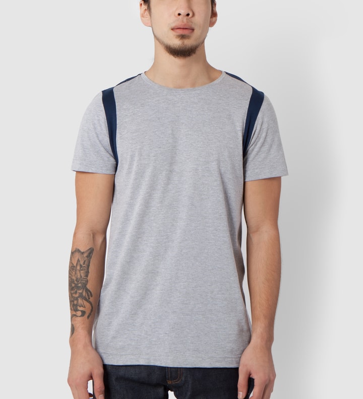 Navy/Grey Marble Strap Shoulder T-Shirt Placeholder Image