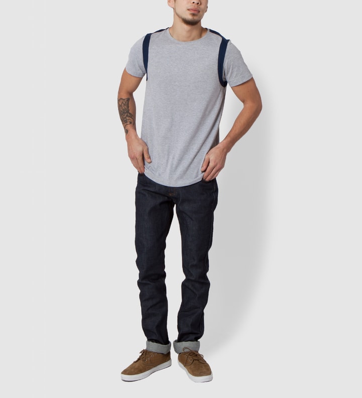 Navy/Grey Marble Strap Shoulder T-Shirt Placeholder Image