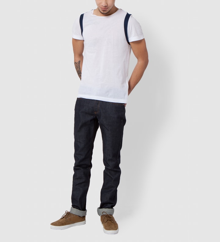 White/Navy Strap Shoulder T-Shirt Placeholder Image