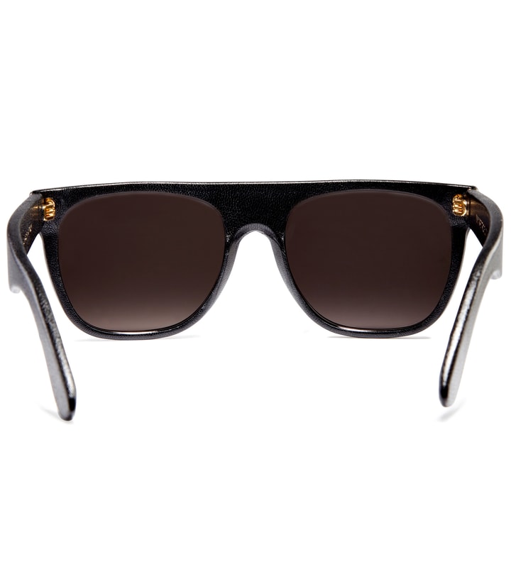 Flat Top Black Leather Sunglasses Placeholder Image