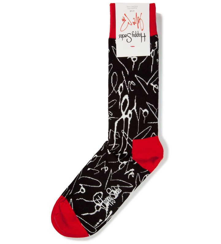Curtis Kulig x Happy Socks Black/White/Red Love Me Socks Placeholder Image