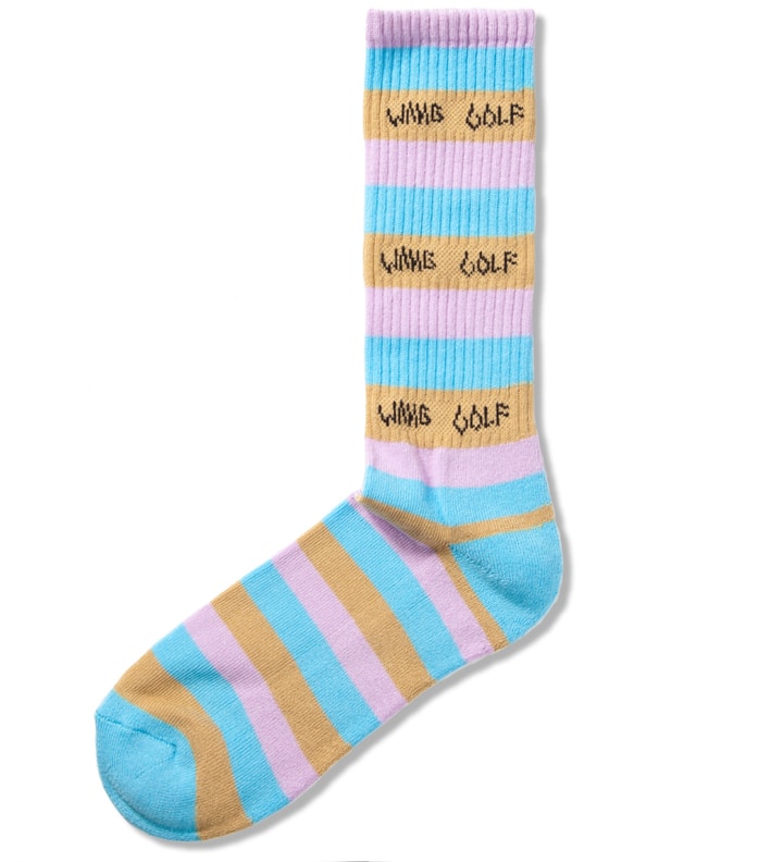 Pink/Blue/Tan Golfwang Socks Multi Stripe Placeholder Image