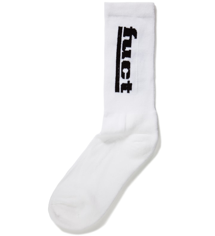 White FUCT Bar Logo High Sock  Placeholder Image