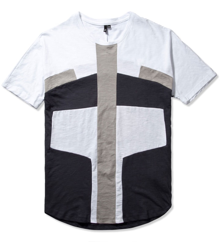 White & Grey Color Block Kimono Sleeve T-Shirt Placeholder Image