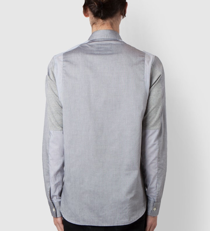 Grey Long Sleeve Button Down Shirt with Multi-Combo Panel Detail Placeholder Image