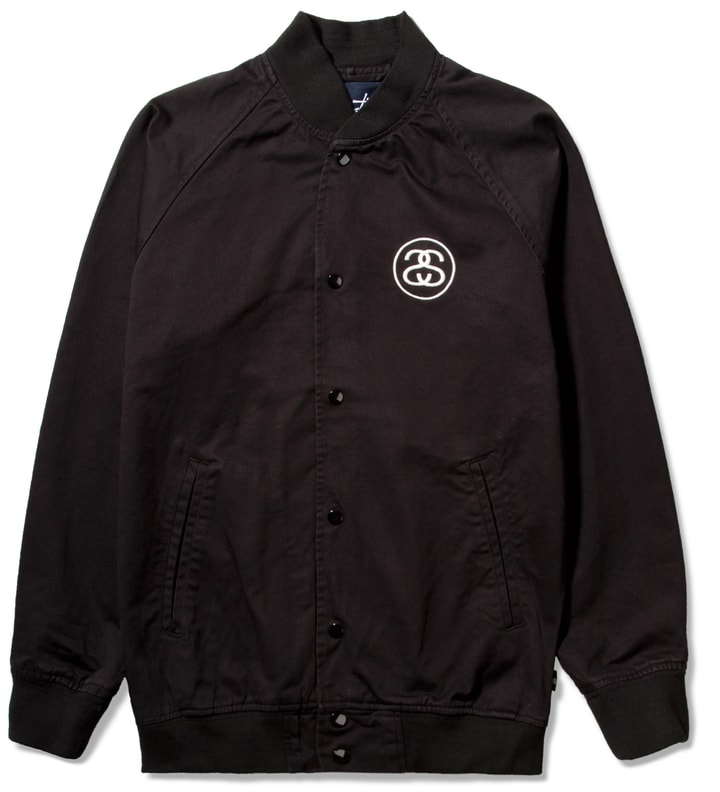 Stüssy - Black Twill Varsity Jacket | HBX