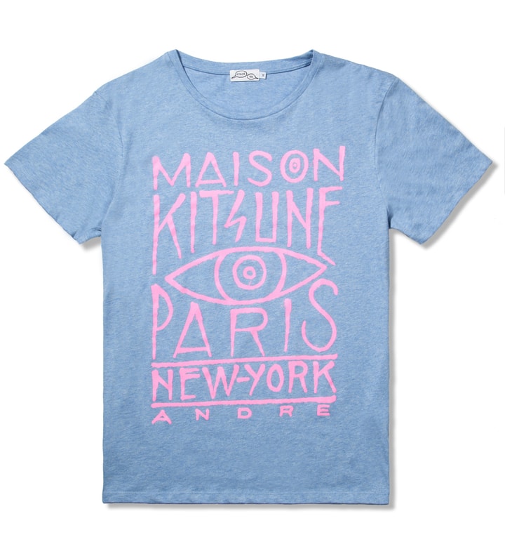Melange Blue/Pink Maison Kitsune Paris New York Andre T-Shirt Placeholder Image