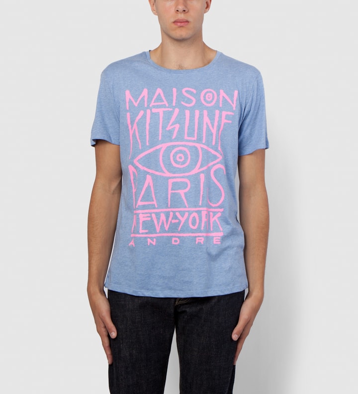 Melange Blue/Pink Maison Kitsune Paris New York Andre T-Shirt Placeholder Image
