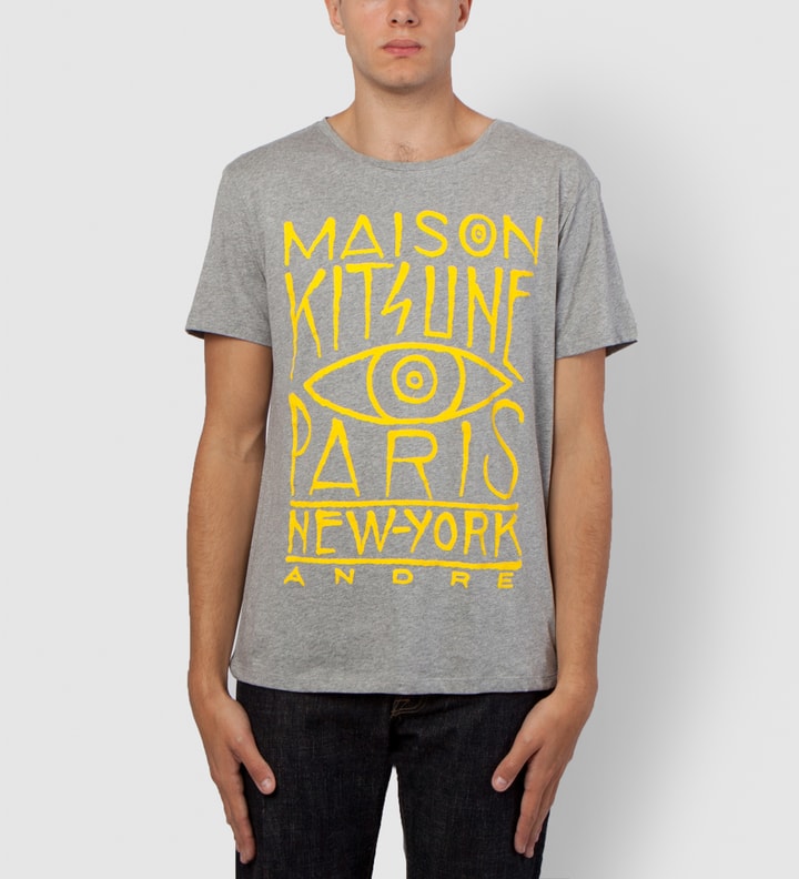 Melange Grey/Lemon Maison Kitsune Paris New York Andre T-Shirt Placeholder Image
