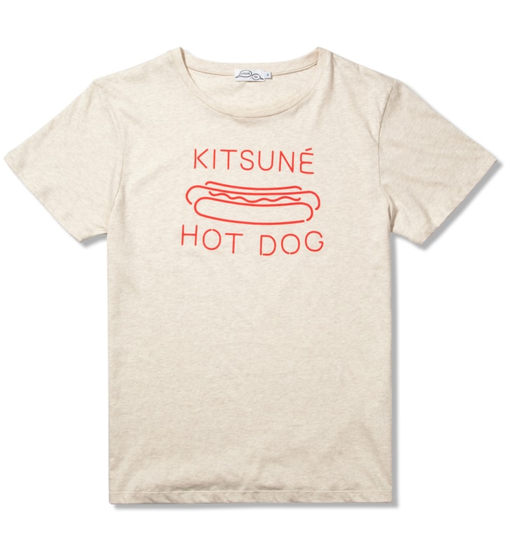 Melange Grey Beige/Red Kitsune Hot Dog T-Shirt Placeholder Image