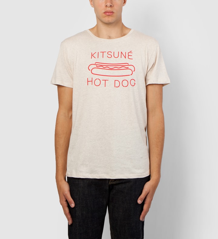 Melange Grey Beige/Red Kitsune Hot Dog T-Shirt Placeholder Image