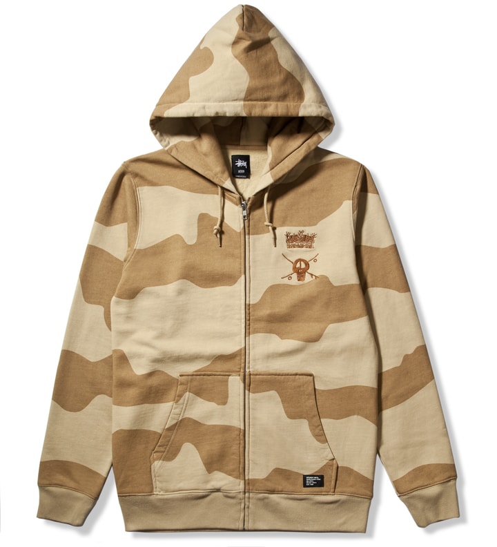 Stüssy Khaki Skull Crown Zip Hoodie 