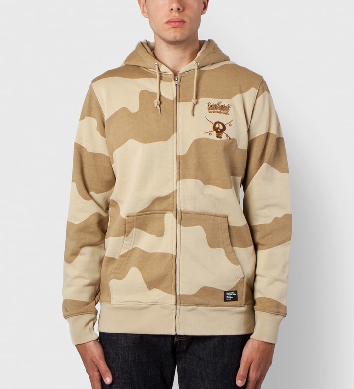 Stüssy Khaki Skull Crown Zip Hoodie 