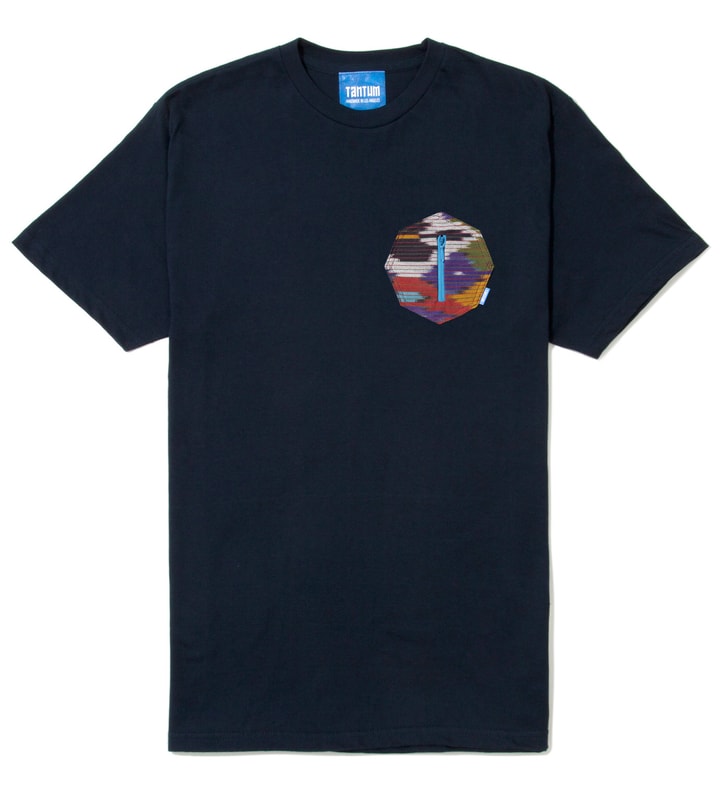 Navy Blue Ikat 8 Sides Pocket T-Shirt Placeholder Image