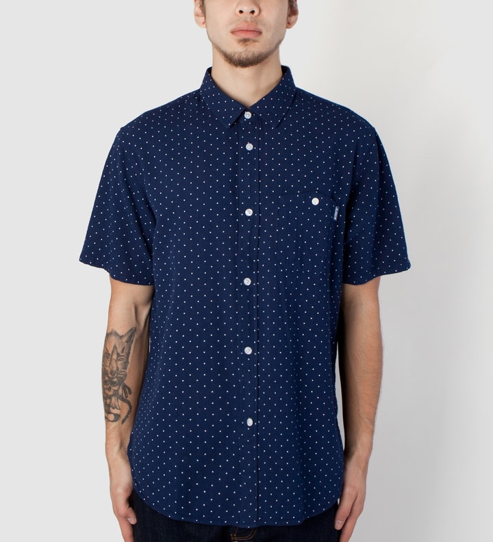 Navy Dot Button Up Shirt  Placeholder Image